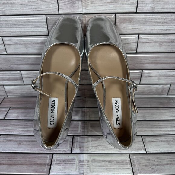 Steve Madden Women's Silver Hawke Round Toe Mary Jane Pumps Shoe‎ Size 7.5-NEW - Picture 6 of 9